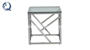 Quality Square 55x55x55cm Stainless Steel Side Tables Clear Glass Home Furniture wholesale