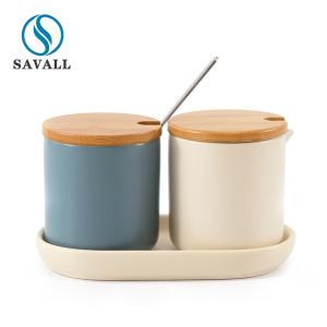 Quality Savall Nordic LFGB Kitchen Seasoning Pot WIth Wooden Cover wholesale