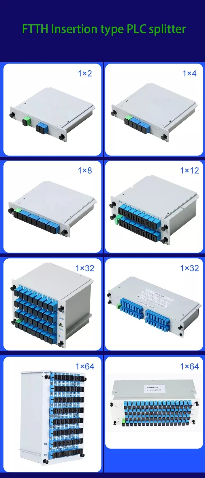 FTTH SC/UPC 1 * 16 Plug-in LGX Fiber Optic Splitter Box Plug-and-Play Design for Easy