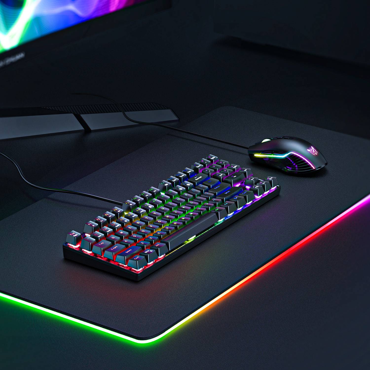 Onikuma Wholesale LED Light Computer PC Gaming Kit Set Optical Gaming Keyboard and Mouse Combo