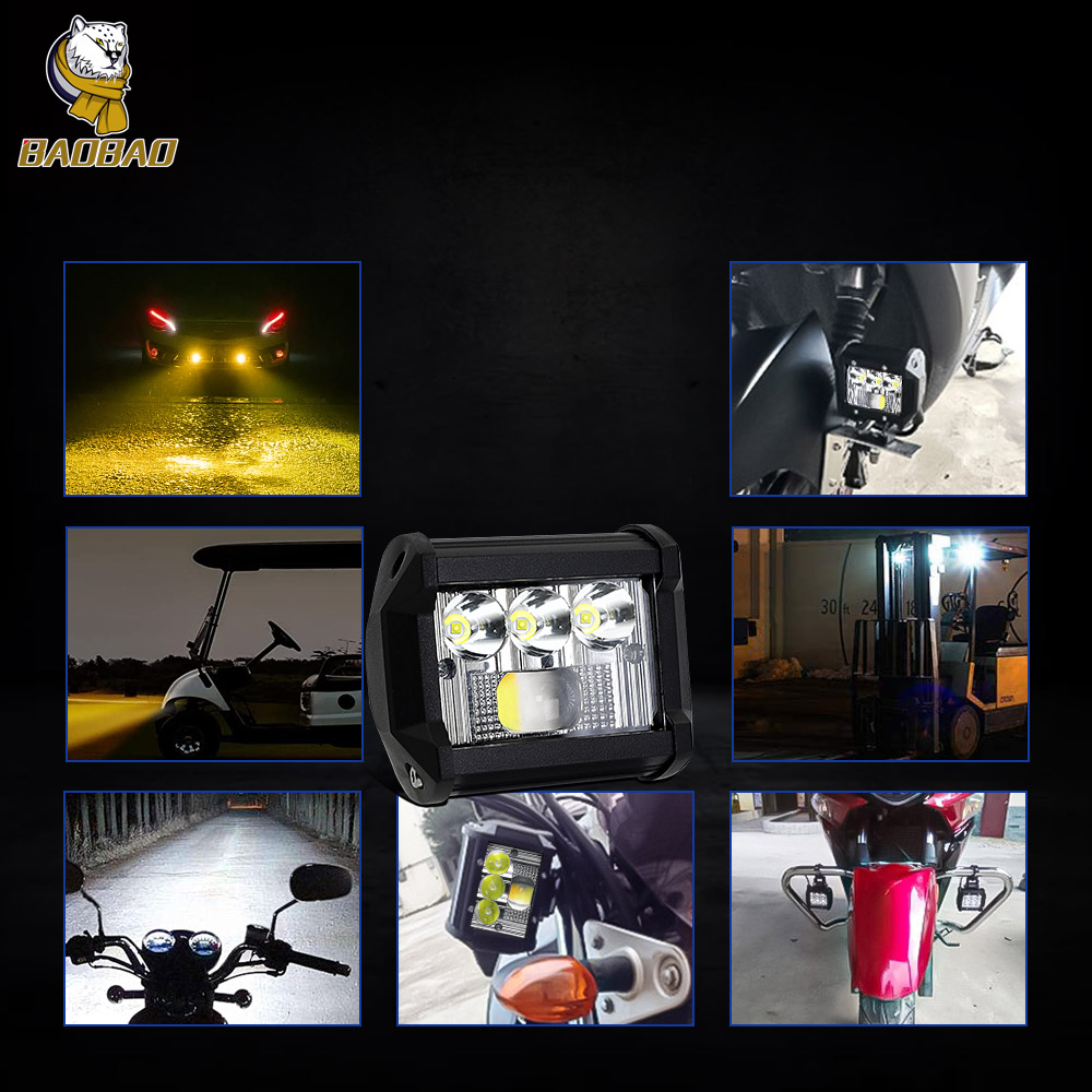 1500LM 15W White Yellow Flash 80V 3 Inch LED Worklights Offroad Accessories