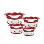 4pcs magnolia flower pot 410 stainless steel casserole hot pot set with lid