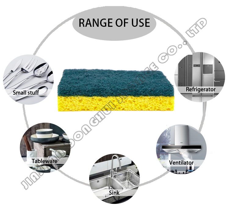 Multi Purpose Cellulose Sponge Scourer Customized Kitchen Cellulose Sponge Eco Friendly