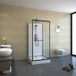 Quality Pivot Door Square 4mm Tempered Clear Glass Shower Cabin With White Acrylic Tray wholesale