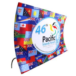 Quality Curved Pop Up Fabric Banner , Aluminium Silver Fabric Pop Up Display Stands wholesale