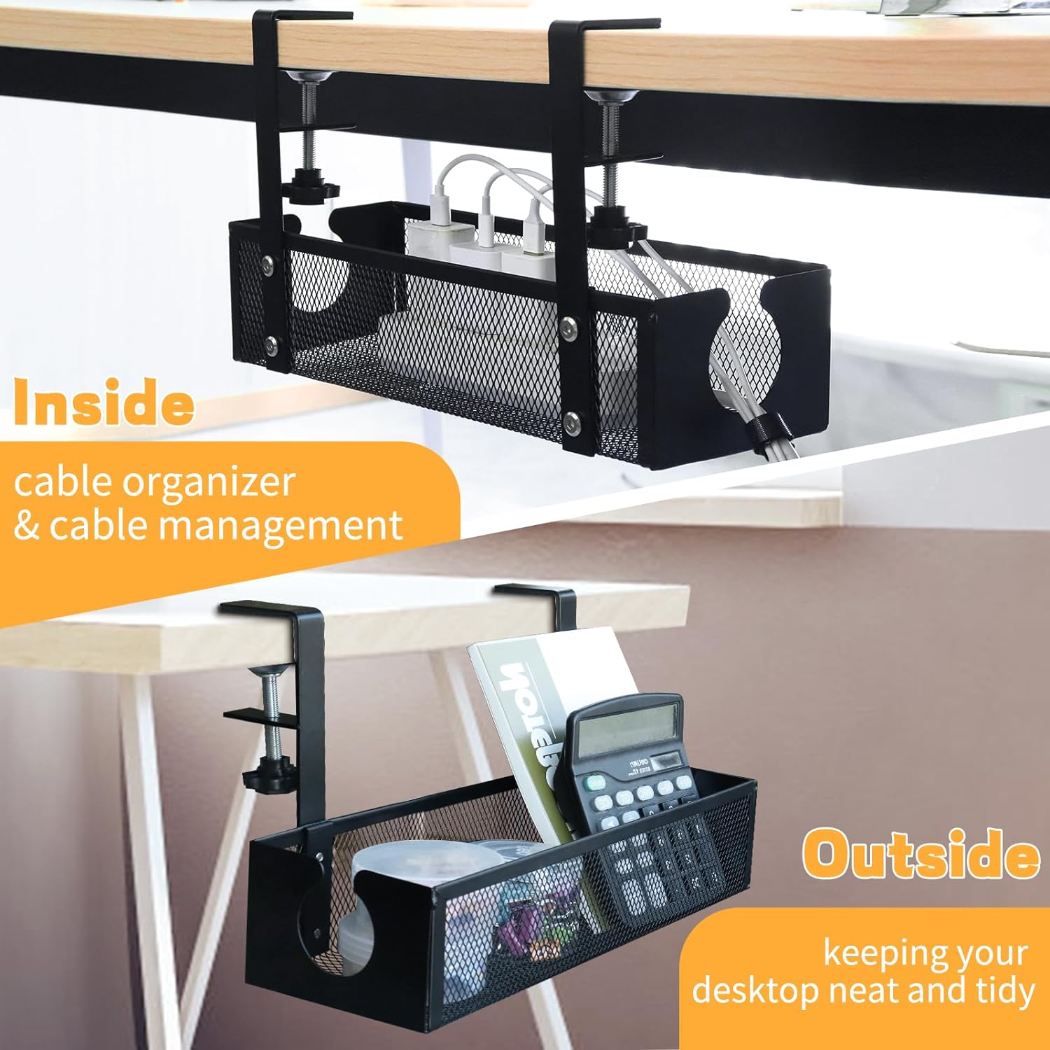 Office Electric Wire Organizer Tray No Drill Mesh Desk Cable Tray for Cable Management