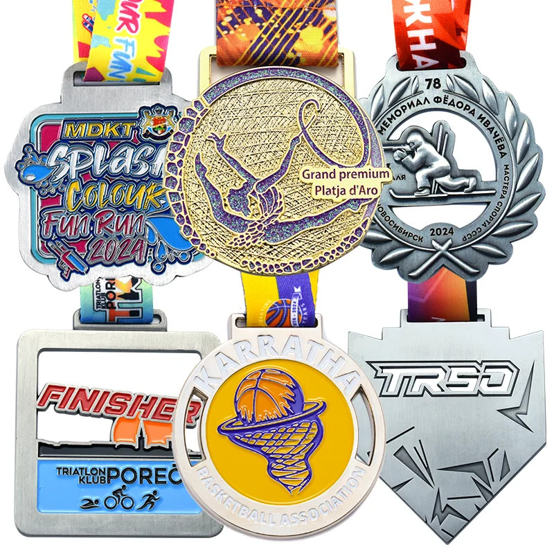 Custom Soft Enamel Gold Silver Marathon Medal Swimming Sports Metal Medals