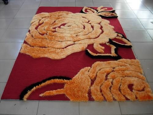 Big Flower Structured Acrylic underlay Polyester Shaggy Face Carpet Rug 2400G