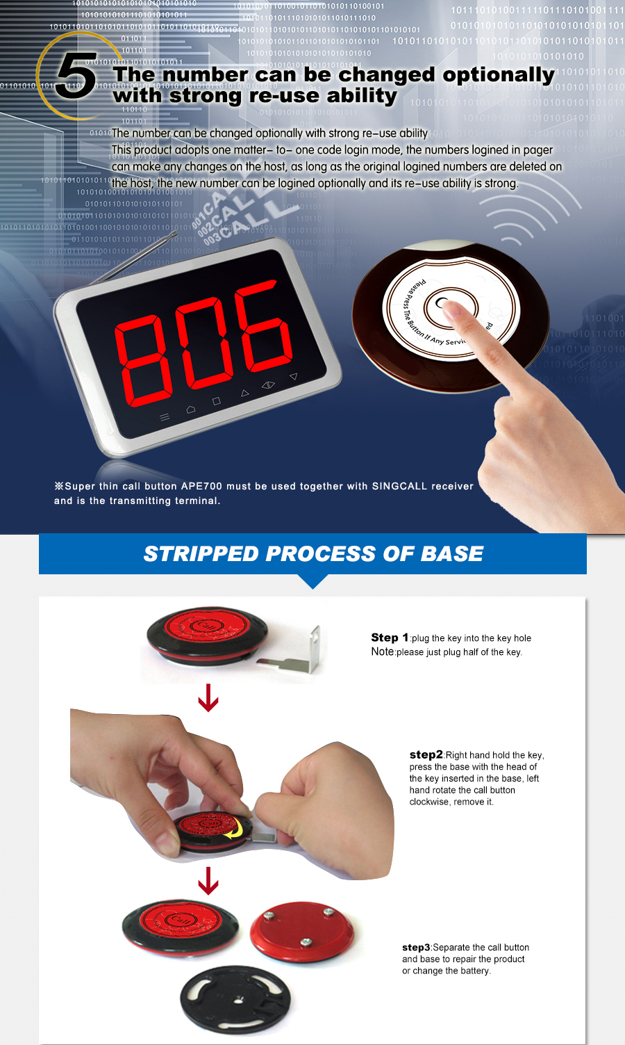 Golf Course Vibrator Watch Receiver Remote Paging System