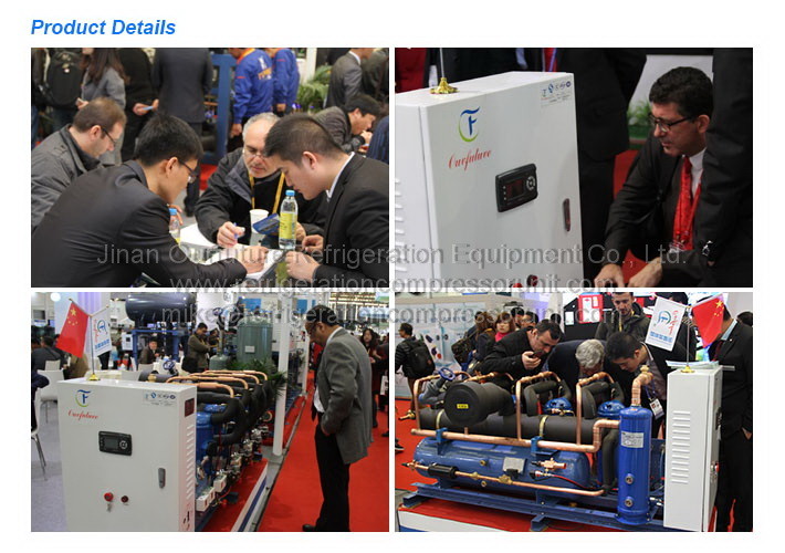 R404a HSK7471-75 screw type parallel compressor racks for -18 degree cold storage