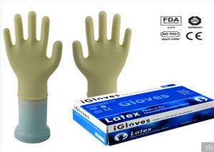 Quality Milky White Color Disposable Medical Gloves 240mm / 9 Inch Length Low Protein Content wholesale