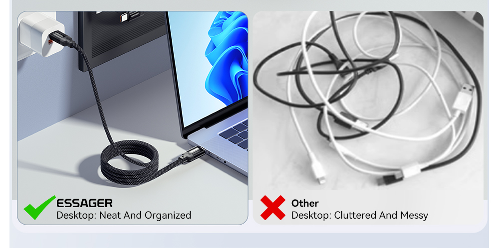 ES-X55 Series Magnetic Absorption Quick Charge Cable USB C To Type C Cable 100W 240W 1m
