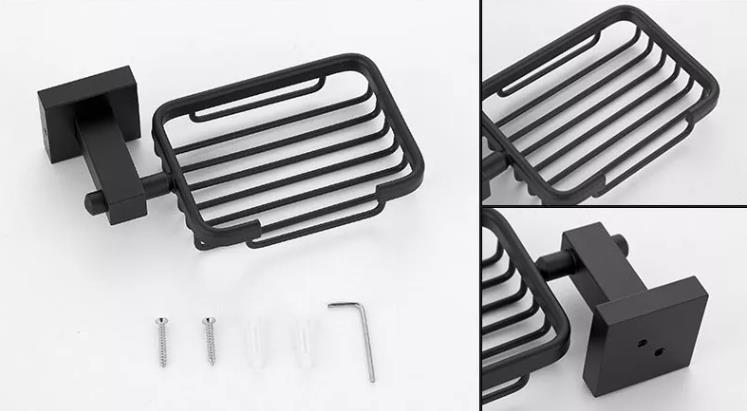 Modern Design Decor Stainless Steel Black Wall Mount Towel Rack Toilet Holder Bathroom Accessories Set Organizer