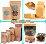 Kraft Stand Up Paper Bags With Clear Window, Brown Kraft Paper Aluminum Foil