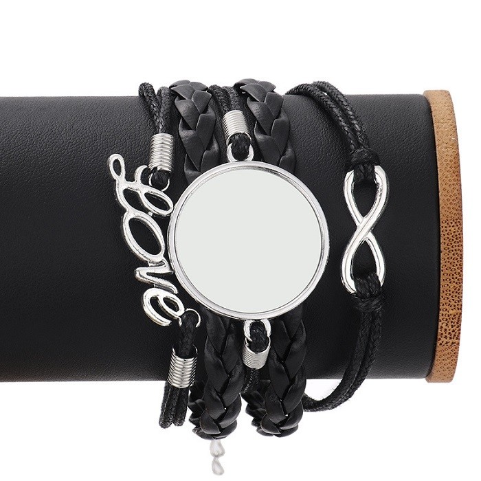 Unique Sublimation Blank Charm Braided Rope Bracelet Personalised Metal Sublimation Blanks