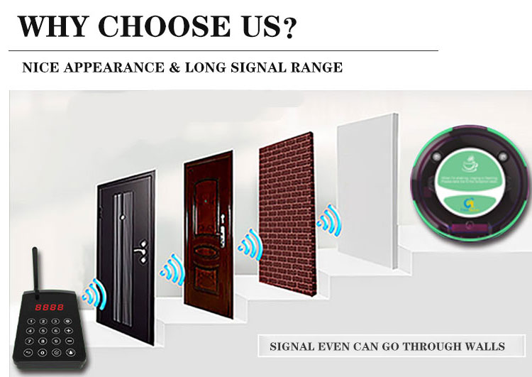 Easy operate full waterproof wireless guest calling coaster pager system with protective silicone