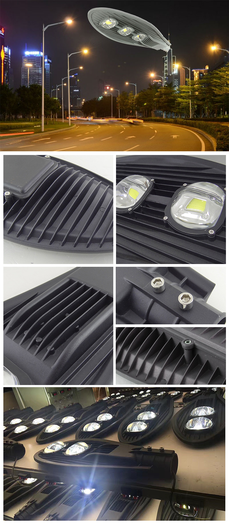 Outdoor High Power LED Street Light 50W 100W 150W 200W Waterproof IP65