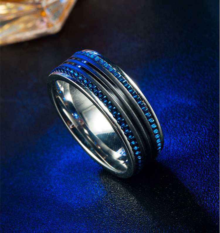 Black And Blue Plated Stainless Steel Men's Rings 6mm 7mm 8mm 9mm ring width