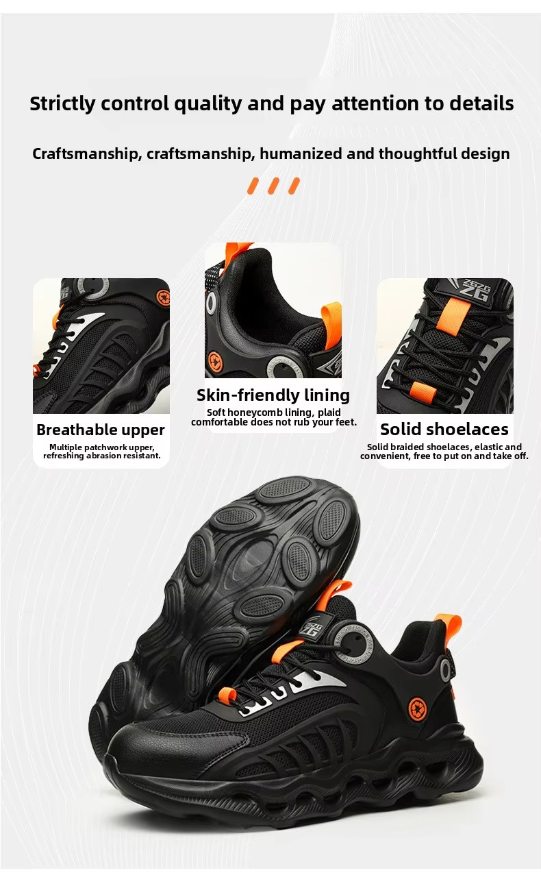 TPU Flying Knit Work Shoes With EVA Sole For Industrial Safety Kevlar Mid Sole Steel Toe Anti-stab And Anti-smash