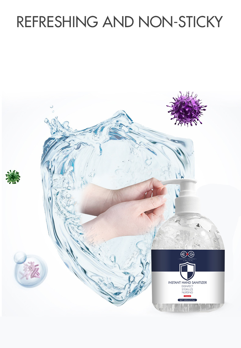 Portable Mini Silver Ion Hand Sanitizer Disposable Waterless Antibacterial Gel 500ml