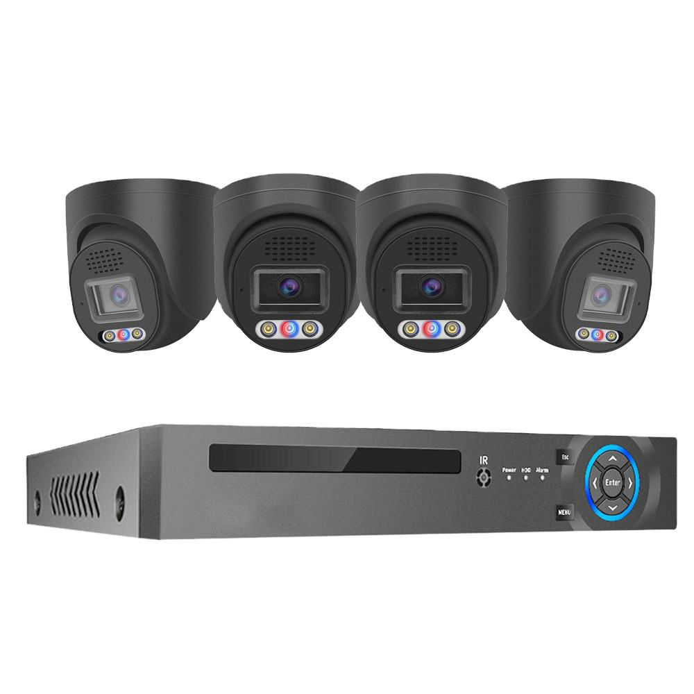 Customized 4 Channel 8MP Red and Blue Light Alarm Outdoor Home PoE NVR Kit Cctv Ip Cameras Surveillance Security Camera System