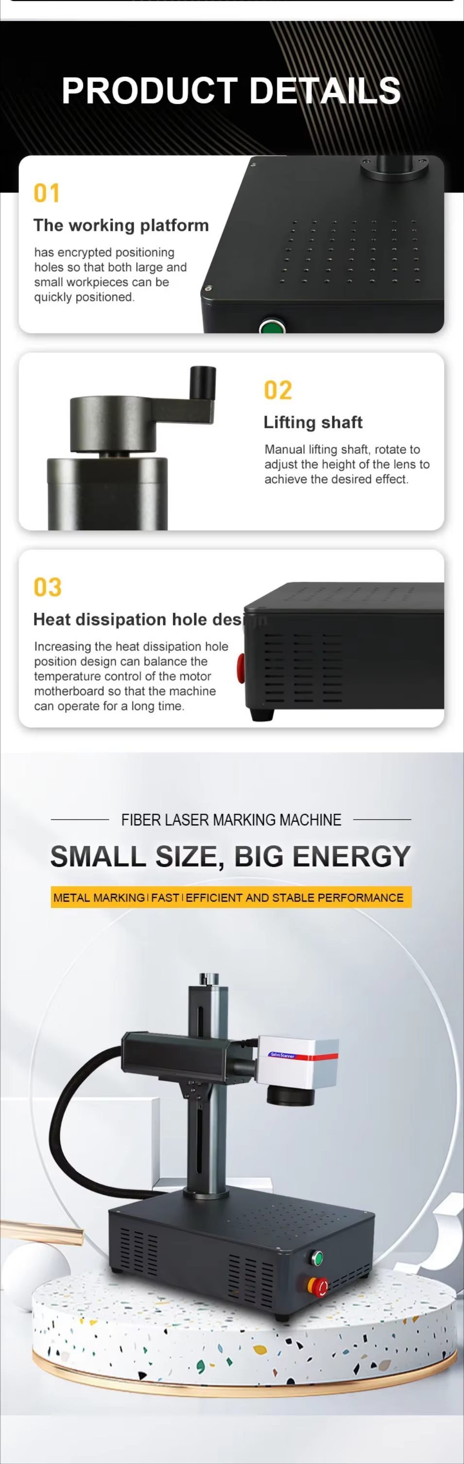 Fiber Laser Marking Machine 20W 30W 50W for Metal Plastic Pen Gold Silver Jewelry Handling Handling Handling