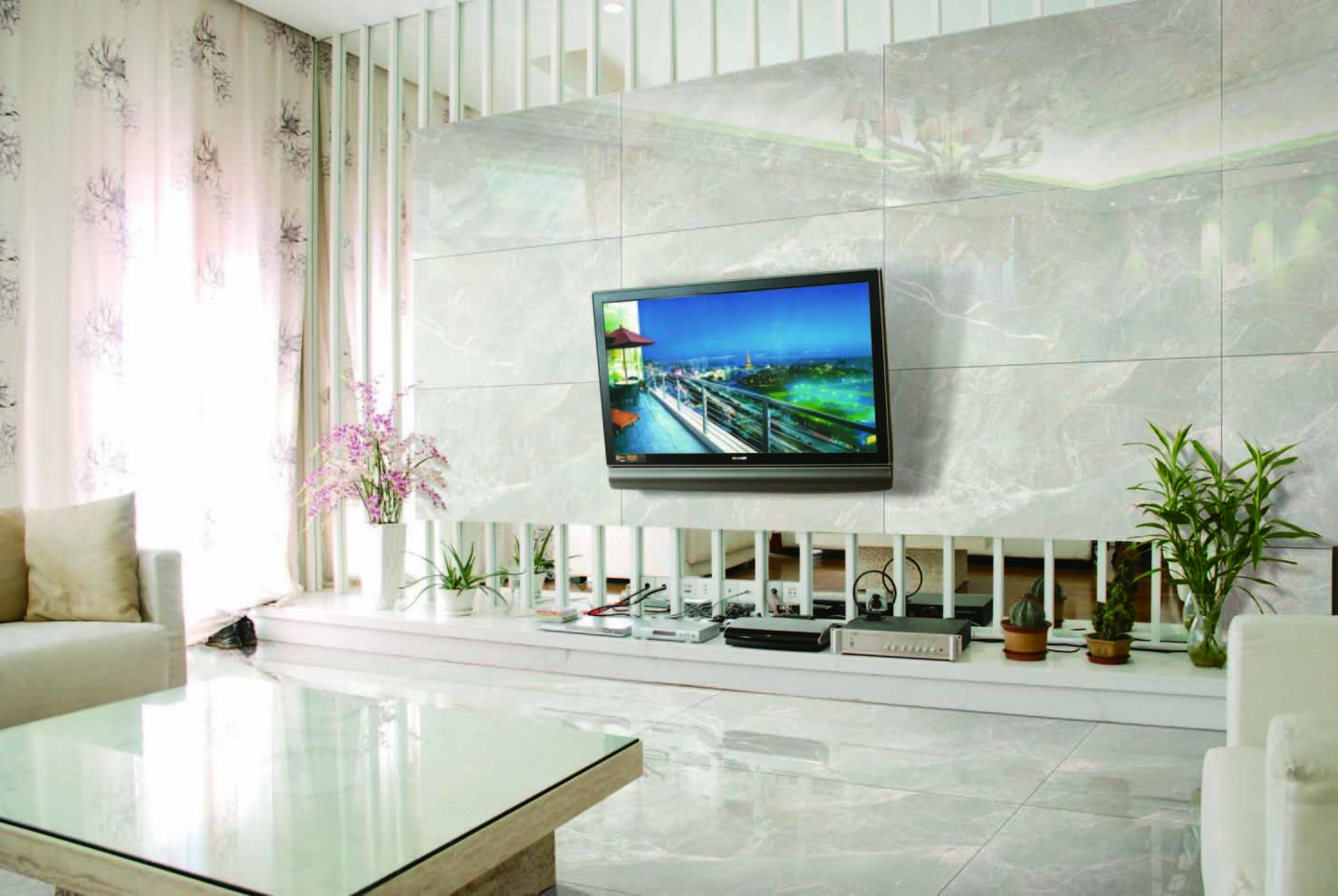 Glazed Polished Marble Look Porcelain Tile 600*1200mm Wear - Resistant