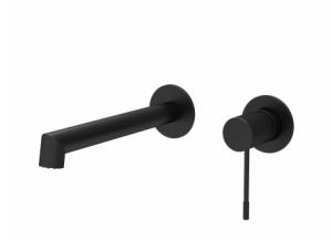 Quality Polished Wall Mounted Bathroom Sink Faucet Matt Black Wall Mixer wholesale