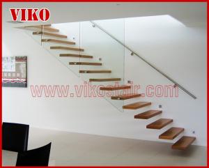 Quality Floating Staircase VK41S Floating Stair Tempered GlassLED Light strip, Stringer: 5mm+5mm(Thickness), Dia 6mm Steel Cable wholesale