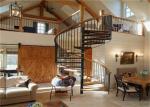 Indoor Carbon Steel Spiral Staircase Wood Treads Low Maintenance Cost