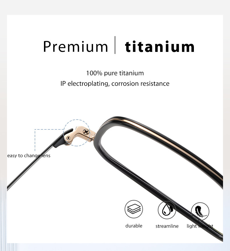Clear Lens Acetate Titanium Glasses , Unisex Metal Frame Glasses OEM