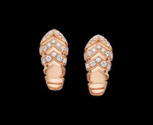 Quality Serpenti Tubogas short earrings in 18 kt pink gold with pavé diamonds Ref. 351847 OR857543 wholesale