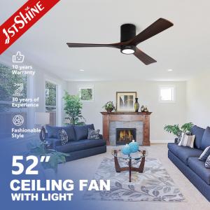 Quality 52&quot; Flush Mount Ceiling Fan With Light Remote Solid Wood Blades wholesale