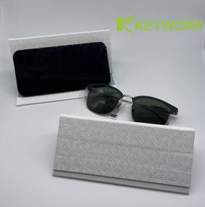 Quality Multifunctional Tri Fold PU Leather Metal Reading Optical Glasses Case Resit Compression wholesale