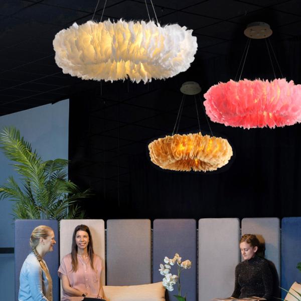 Feather Chandelier Lighting For Kids room lamp Bedroom staircase Restaurant ring