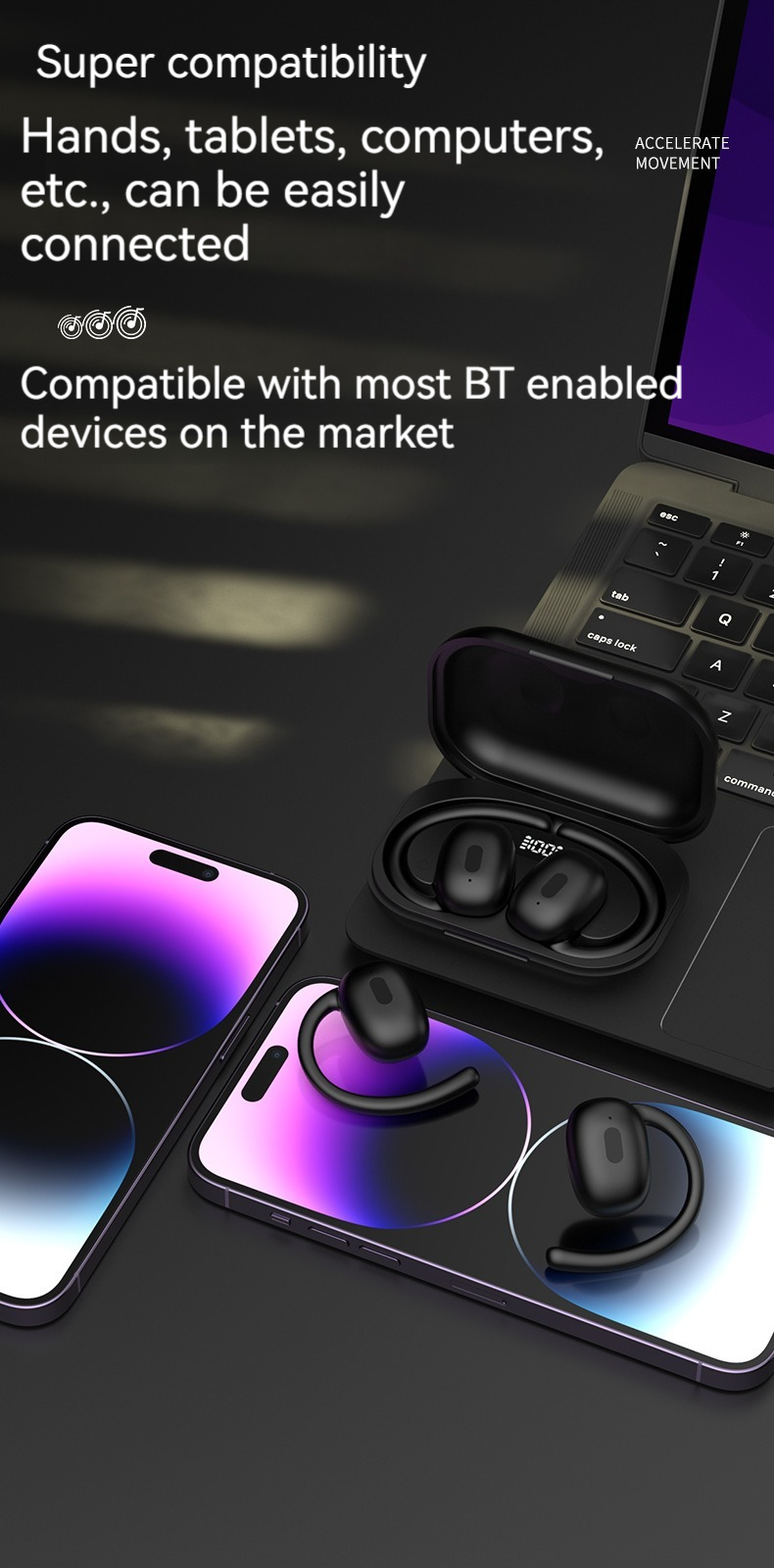 Private Model OWS Headphones True Wireless Stereo Gaming Headset with Noise Cancelling