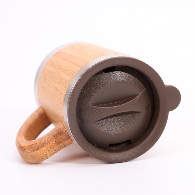 500ml Custom Logo Bamboo Fiber Wooden Drinking Bottle With Filter Cup Vacuum Flasks Water Bottle With Bamboo Lid Tea Infuser