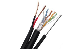 Quality FTP CAT5E Siamese IP Camera Cable 24 AWG Bare Copper with Zinned Steel Messenger wholesale