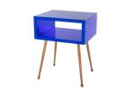 Tomile Navy 23.22inch Height Wood And Mirrored Bedside Table Stainless Steel Leg