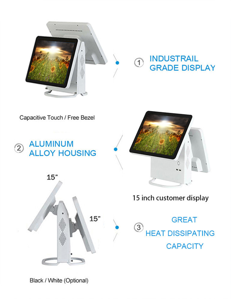 Cpu Intel J1900 Hotel Dual Display Pos System TFT Panel With SIM Card