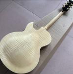 F hollow body jazz Electric Guitar,double tiger flame Natural wood color
