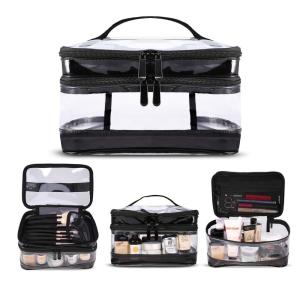 Quality Two Layers Vinyl Cosmetic Bag Portable Transparent wholesale