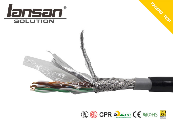 PE PVC Cat5e Lan Cable Bare Copper Black SFTP 24AWG 305m Twisted 4PR CCA BC
