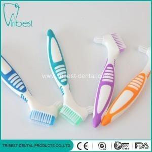Quality Nylon Bristle Oral Care Denture Tooth Brush Two Head wholesale