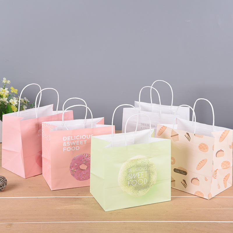 CMYK 4 Color Offset Printing Kraft Paper Handle Bags for Customized Luxury Packaging