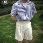 High Waist Men's Classic Overalls Summer Trousers with Logo in Vintage Cotton