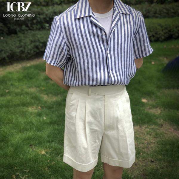 High Waist Men's Classic Overalls Summer Trousers with Logo in Vintage Cotton