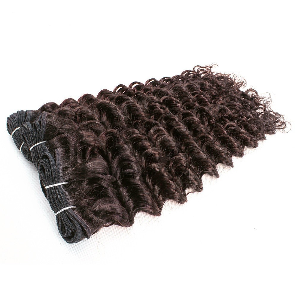 #2 Dark Brown Deep Wave Remy Human Hair Bundles Sew In Weave Bundles Brazilian Bundle Deals