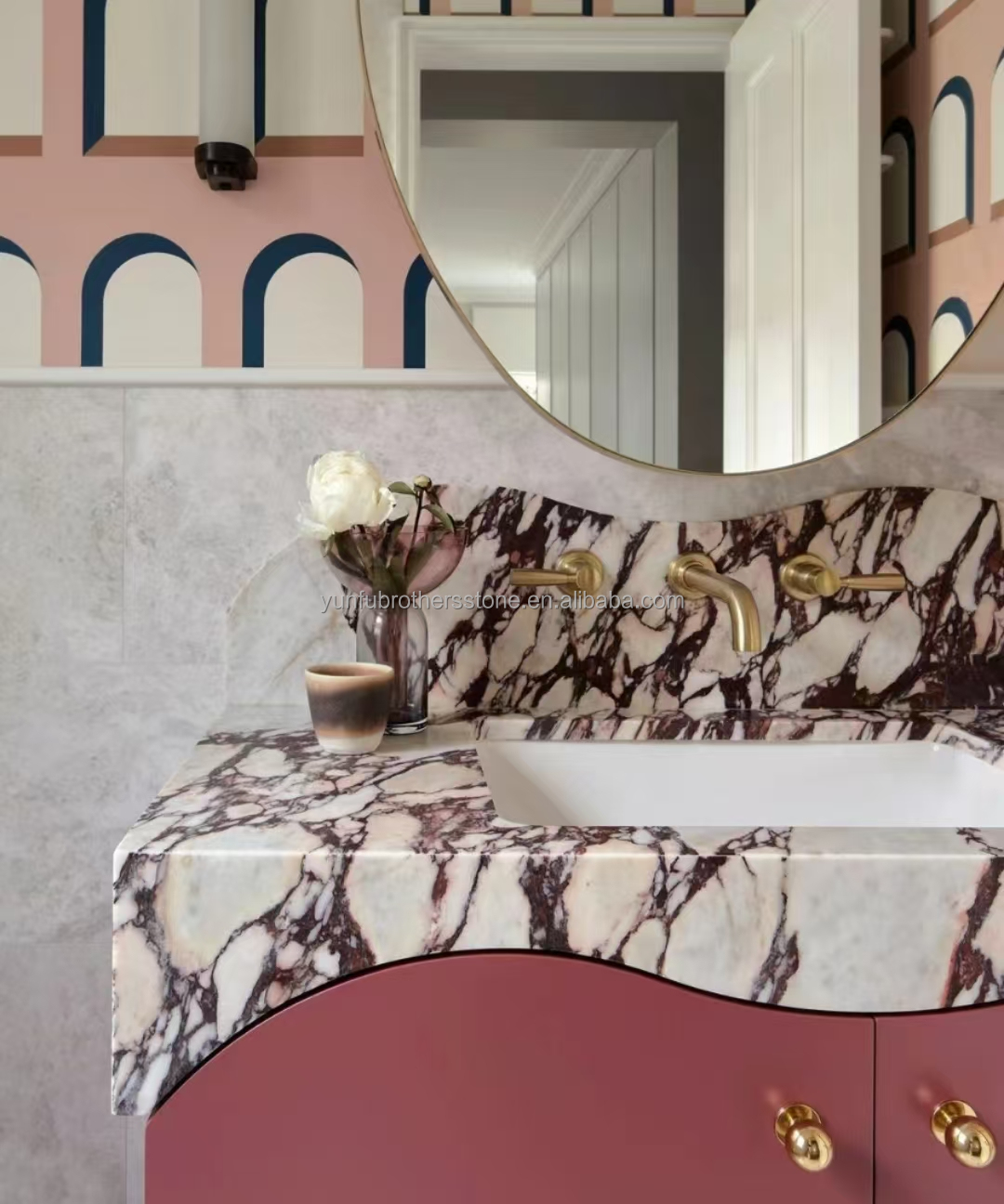 Modern Calacatta Viola Marble Vanity Sink for Big Slab Kitchen Countertops and Sinks