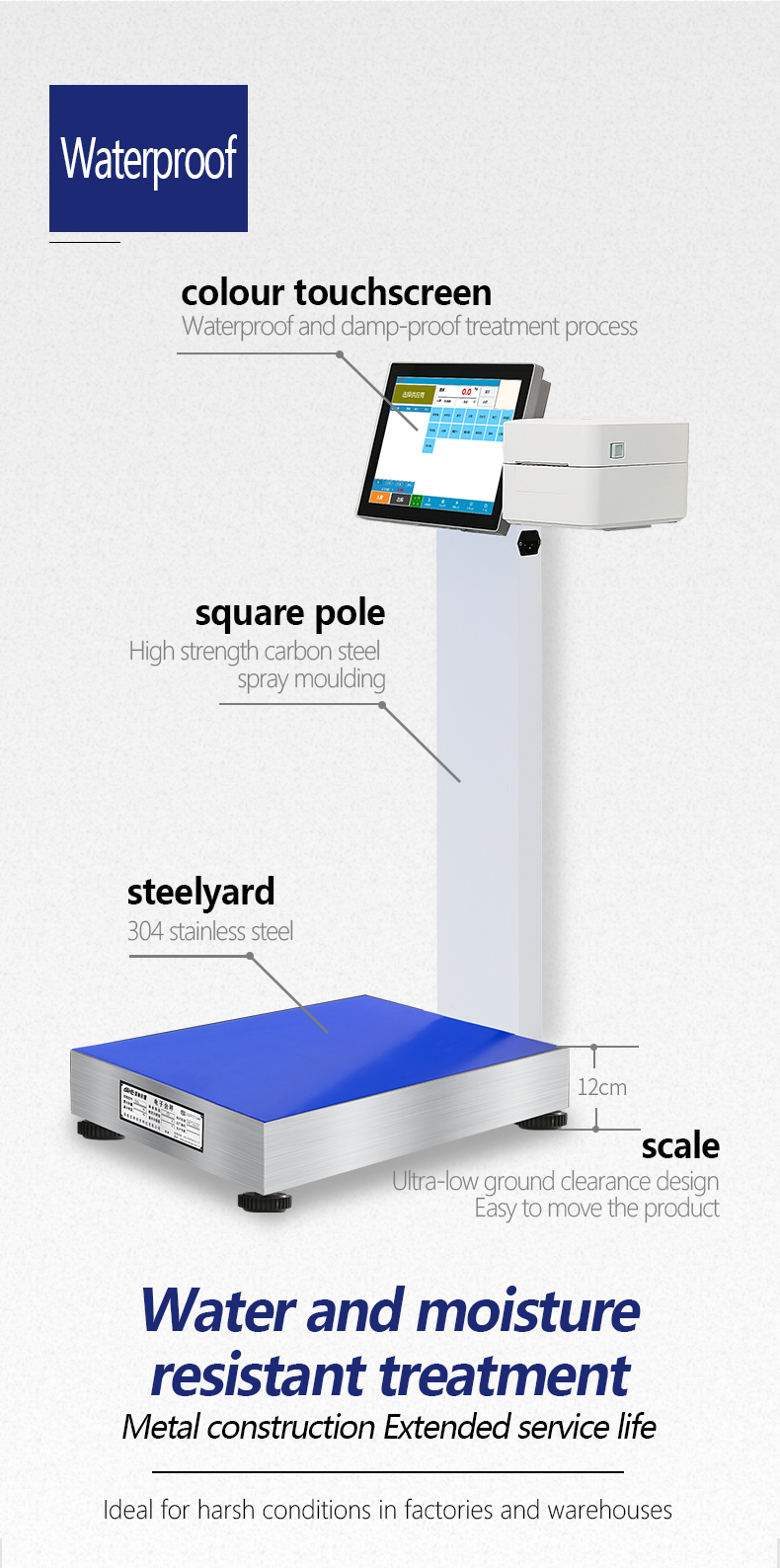 SOHE Weighing Intelligent PC Scales with Touch Screen and Software 12V/3A Power Supply